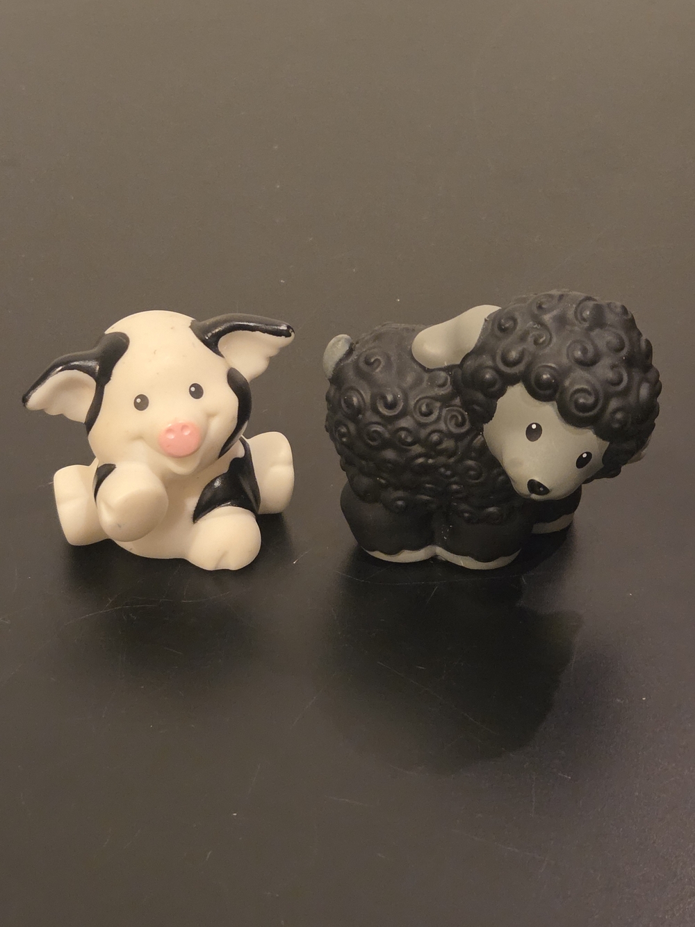 Little People Black And White Spotted Pig & Black Sheep